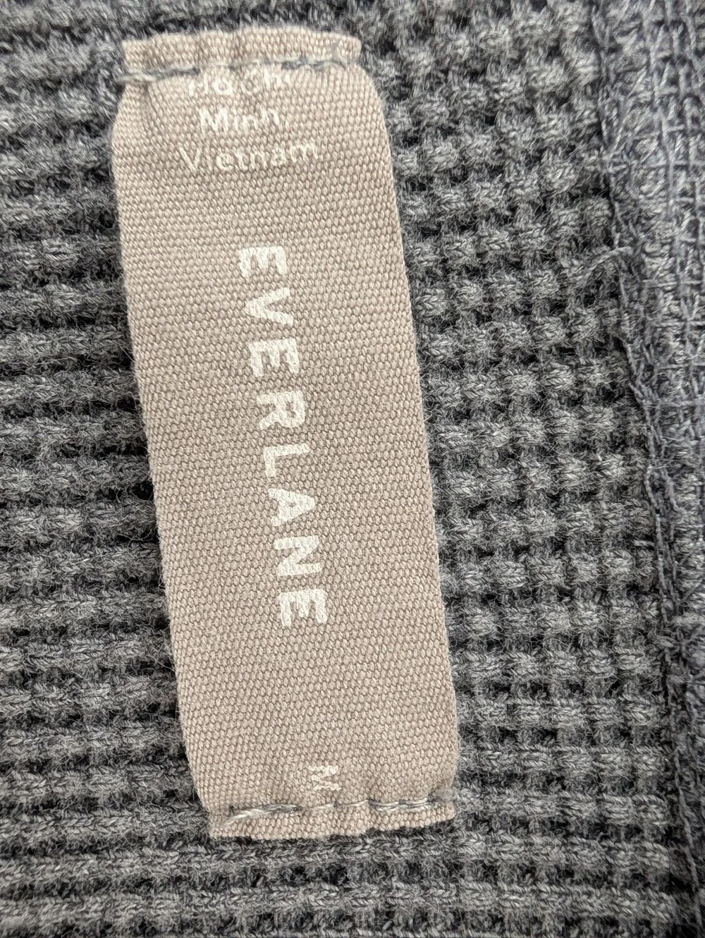 Everlane Waffle Knit Long Sleeve Crewneck Bundle - Heather Gray & Orange - M